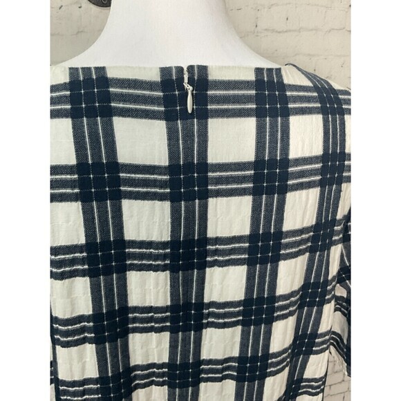 Madewell Blue White Plaid Ruffle Sleeve Babydoll Dress Popover Mini Size 12 - Picture 11 of 14